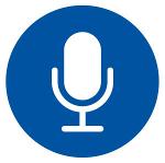 microphone icon in blue circle