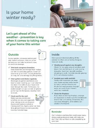 Getting your home winter ready Here's a useful guide to ensure your property is prepared for the winter.